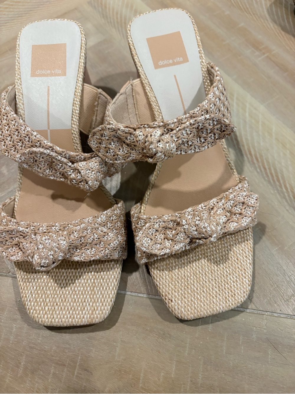 Dolce Vita Beige Braided Knit Slide Mules